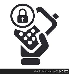Vector illustration of isolated lock phone icon. Vector illustration of single isolated lock phone icon