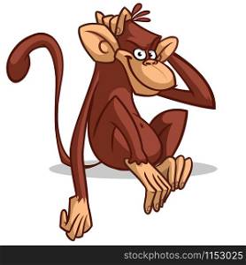 Vector illustration of isolated monkey sitting