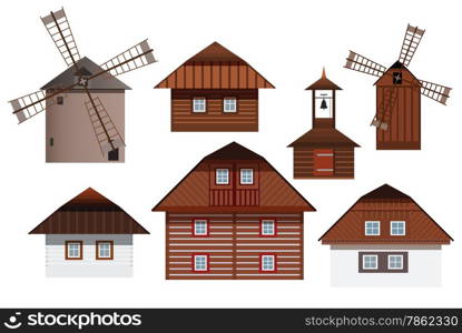 Vector illustration of isolated old buildings