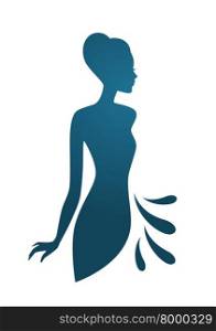 Vector illustration of Isoleted blue woman silhouette