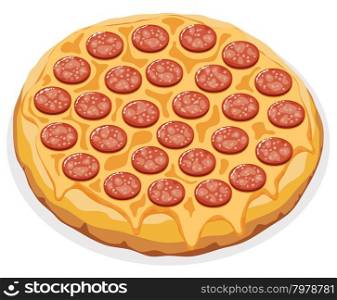 vector illustration of italian pizza with pepperoni slices