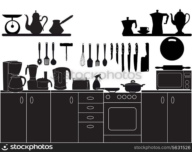 vector illustration of kitchen tools for cooking