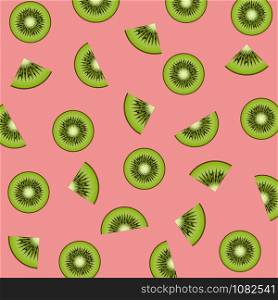 Vector illustration of kiwi fruit pattern on pink background