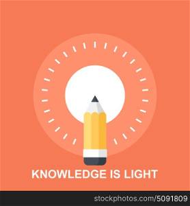 Vector illustration of knowledge is light flat design concept.