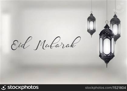 Vector illustration of Lantern eid mubarak background