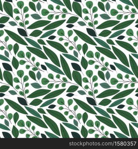Vector illustration of leaves seamless pattern. Natural background with green leaves. Leaves seamless pattern