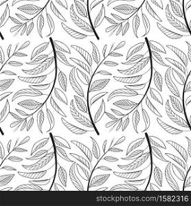 Vector illustration of leaves seamless pattern. Natural background with green leaves. Leaves seamless pattern