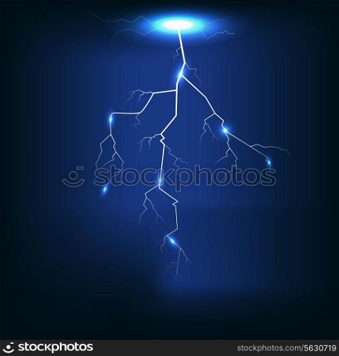 Vector illustration of Lightning of dark blue background