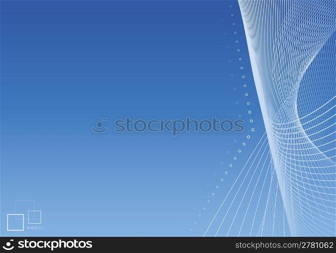 Vector illustration of lined art on a blank gradient blue background with template logo or ad message in the corner. Clean.