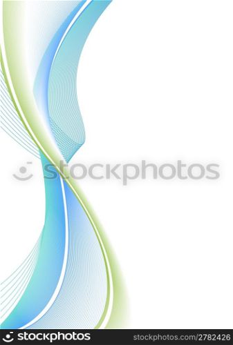 Vector illustration of lined art on a blank white background. Blue, green and clean.