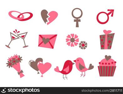 Vector illustration of Love icons. Ideal for Valetine Cards decoration