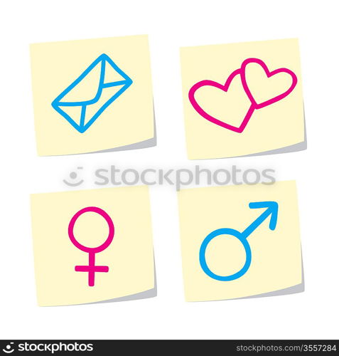 Vector Illustration of Love Icons on White Background