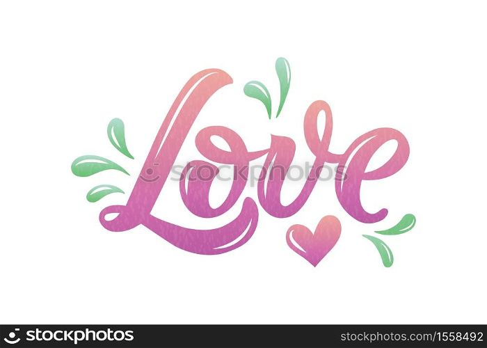 Vector illustration of love text for postcards, stickers, cards, for any type of artworks, love badge and tags, love card and invitation, template, banner and poster. Hand drawn calligraphy, lettering, typography for valentine&rsquo;s day.