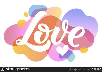 Vector illustration of love text for stickers, cards and any type of artworks, template, banner and poster. Hand drawn calligraphy, lettering, typography for valentine&rsquo;s day.