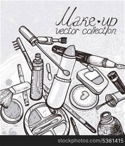 vector illustration of make up collection