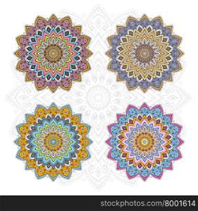 Vector illustration of Mandala different color set. Mandala different color set