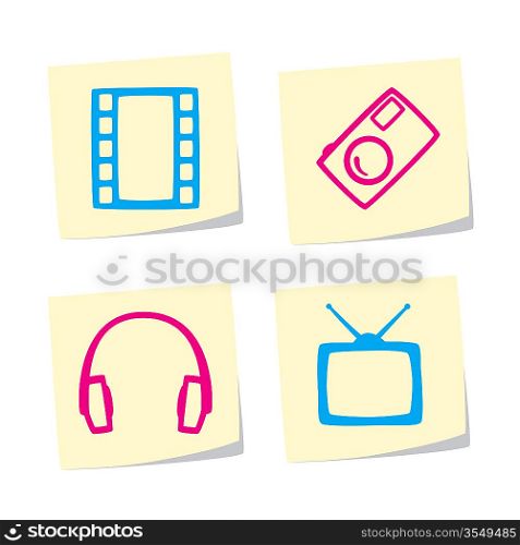 Vector Illustration of Media Icons on White Background