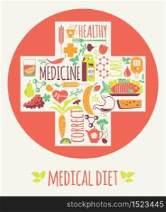 Vector illustration of Medical diet. Elements for design. Vector illustration of Medical diet.