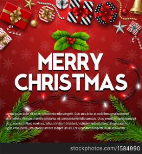 Vector illustration of Merry christmas background with christmas elements