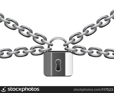 vector illustration of metal chain and padlock