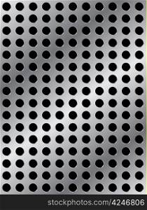 Vector illustration of metal plate with round holes