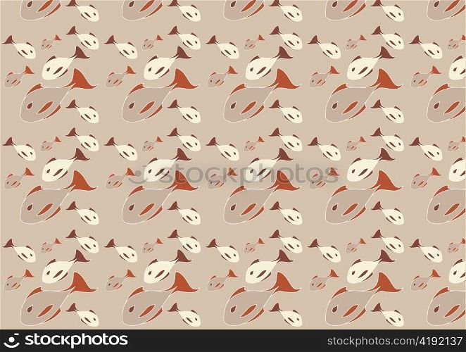 Vector illustration of mid-century modern 1950&acute;s style abstract fish pattern. Retro abstract Background.
