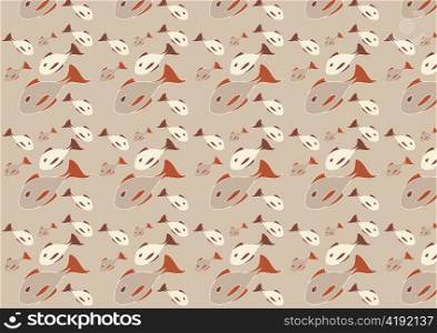 Vector illustration of mid-century modern 1950&acute;s style abstract fish pattern. Retro abstract Background.