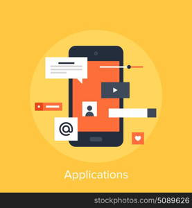 Vector illustration of mobile applications flat design concept.. Applications