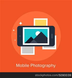 Vector illustration of mobile photography flat design concept.. Mobile Photography