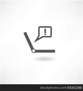 Vector illustration of modern laptop with exclamation mark on the display