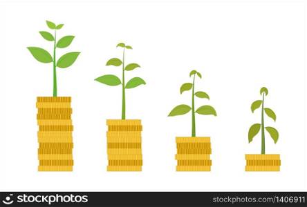 Vector illustration of money go down with plant go to dead - Business concept