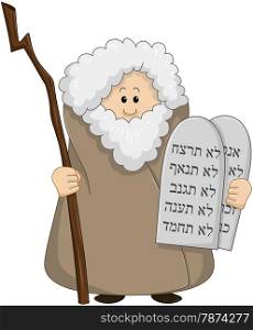 Vector illustration of Moses holding the ten commandments.&#xA;