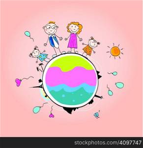 Vector Illustration of Mother, Father and childrens.
