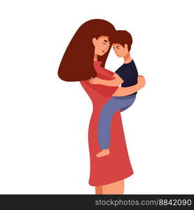 Vector Illustration Of Mother Holding Baby Son In Arms. Happy Mother s Day Greeting Card. Vector Illustration Of Mother Holding Baby Son In Arms. Happy Mother s Day Greeting Card.