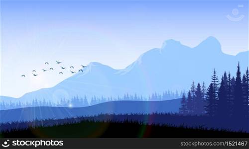 Vector illustration of Mountain forest background