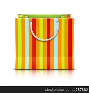 Vector illustration of multicolored paper shopping bag isolated on white background.