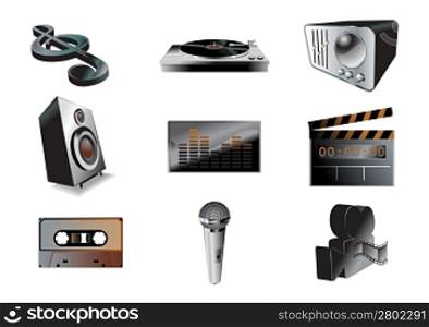 Vector illustration of music/audio icon set .You can use it for your website, application or presentation