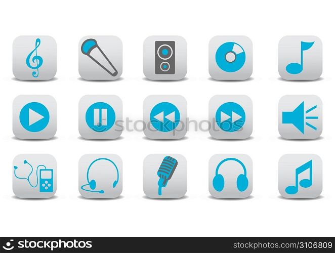 Vector illustration of music/audio icons.You can use it for your website, application or presentation