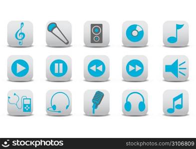 Vector illustration of music/audio icons.You can use it for your website, application or presentation