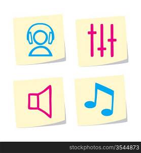 Vector Illustration of Music Icons on White Background
