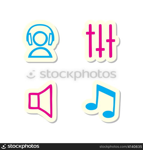 Vector Illustration of Music Icons on White Background