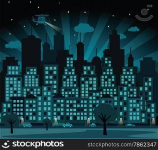 Vector illustration of night city