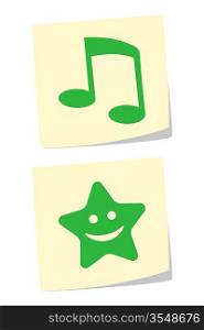 Vector Illustration of Note and Star Icons