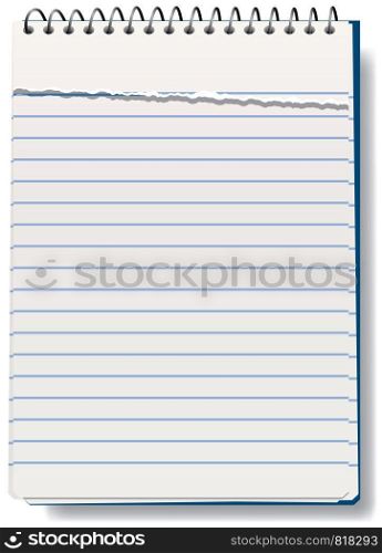 vector illustration of notepad with torn sheet