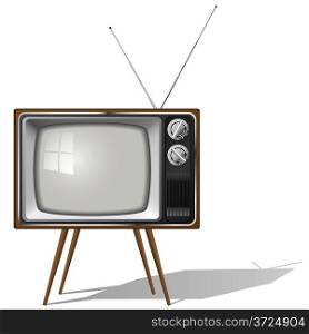 Vector illustration of old-fashioned four legged TV set isolated on white background.