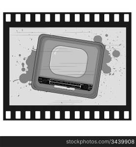 Vector illustration of old frame with old TV