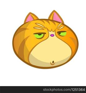 Vector illustration of orange cat head cartoon style. Grumpy cat cartoon icon