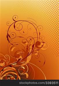 Vector illustration of orange Floral Decorative background