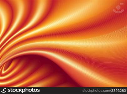 Vector illustration of orange funky futuristic background imitating smooth silk cloth
