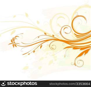 Vector illustration of orange Grunge Floral Background